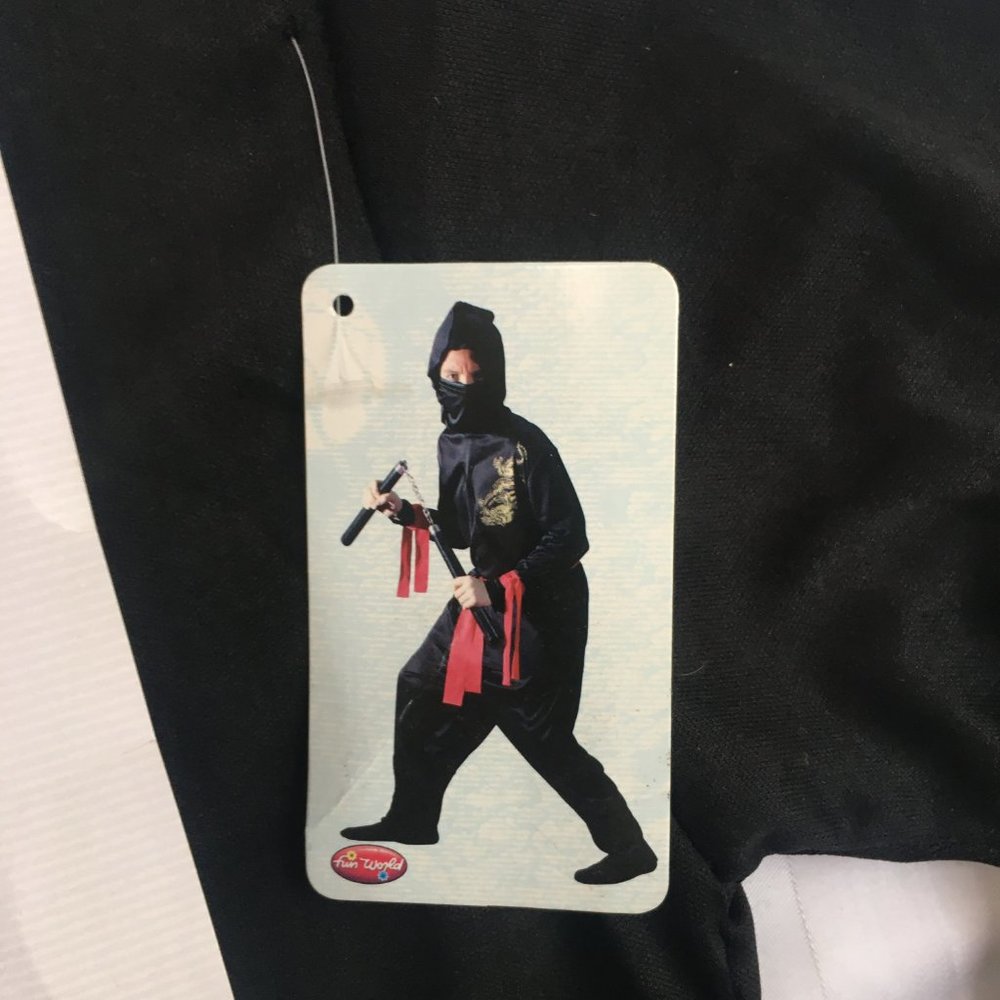 Black Ninja Boys Child Kid Halloween Costume Size 12 to 14 Fun World New - Picture 6 of 12